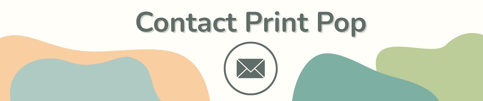 Logo with 'Contact Print Pop' text and an envelope icon on a colorful background