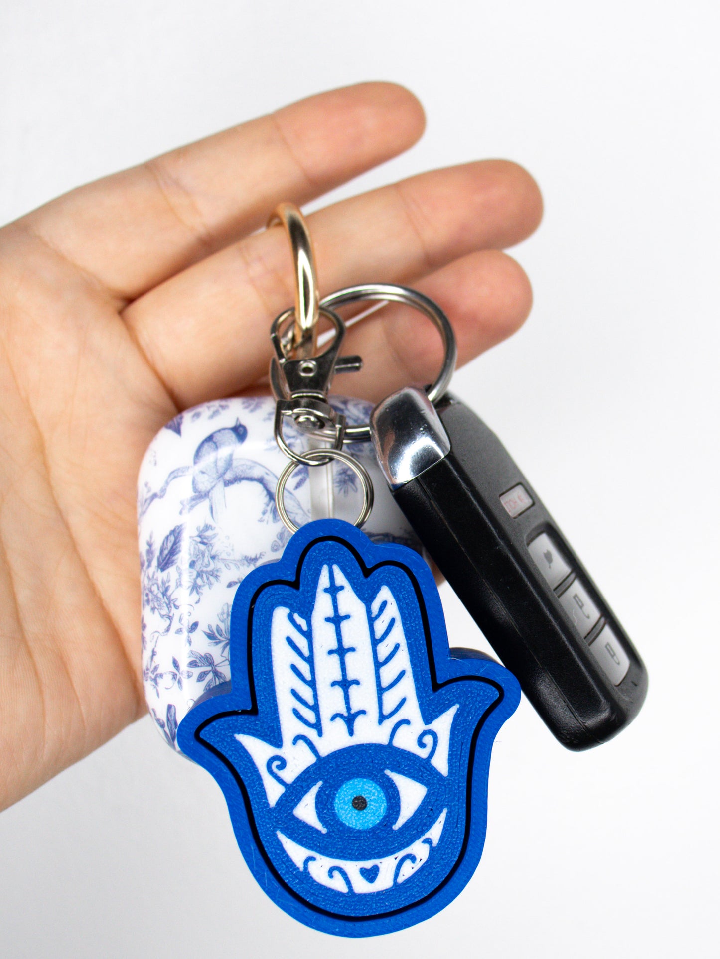 Evil Eye clicky keychain on set of keys
