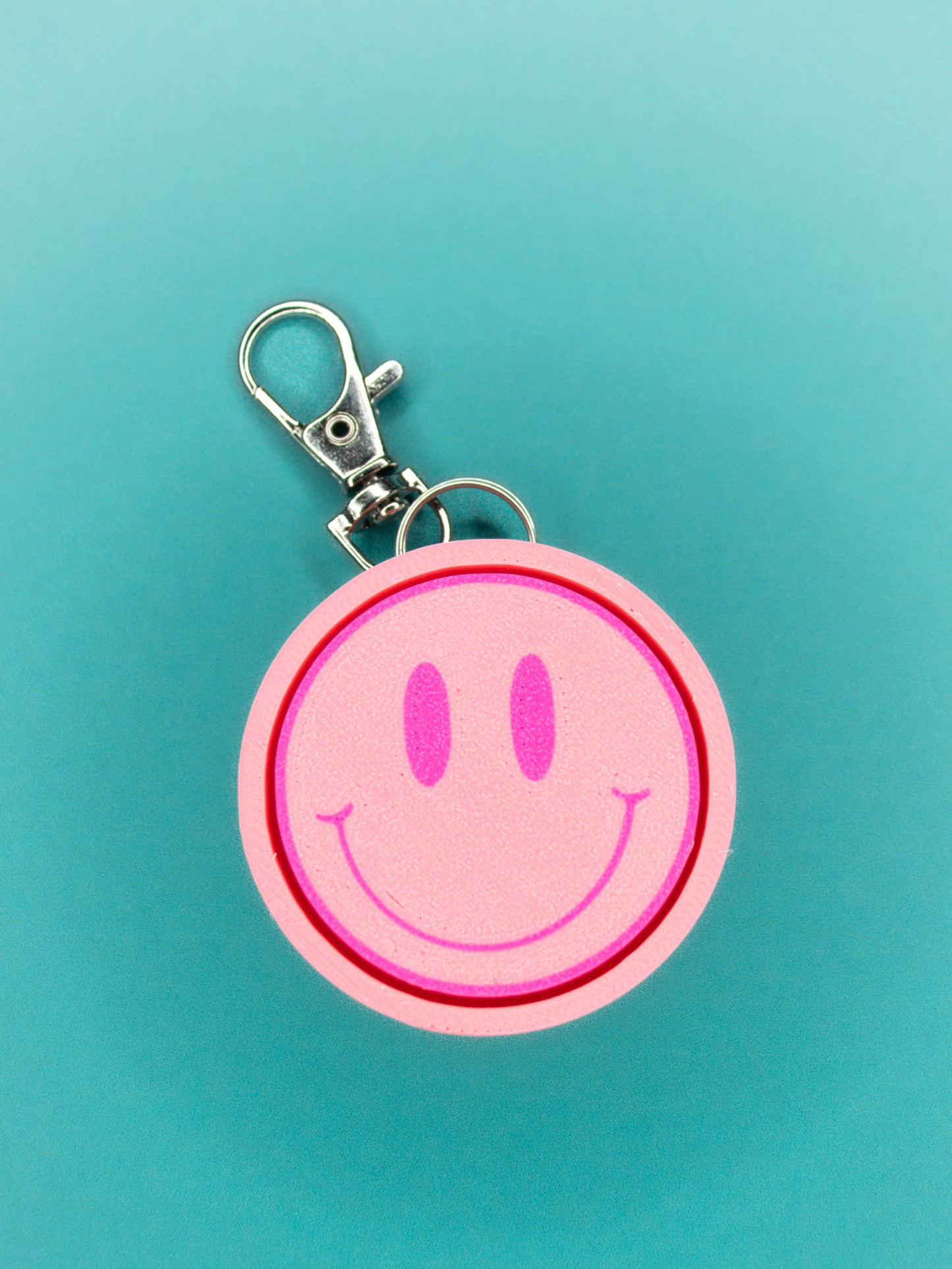 Pink Smiley Keychain