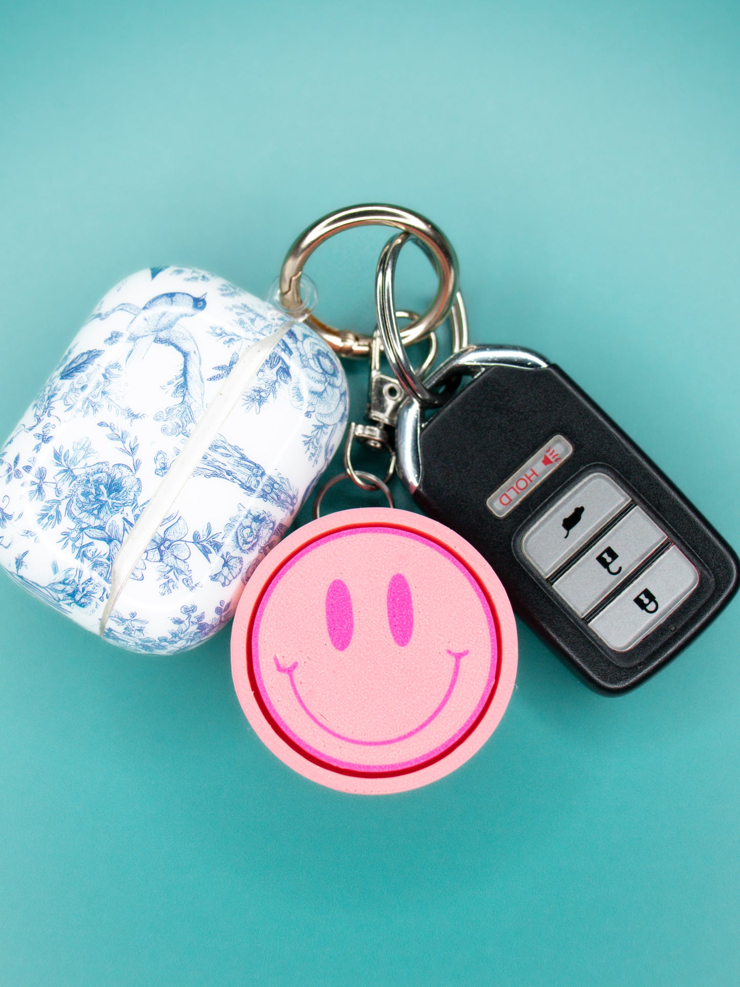 Pink Smiley Keychain