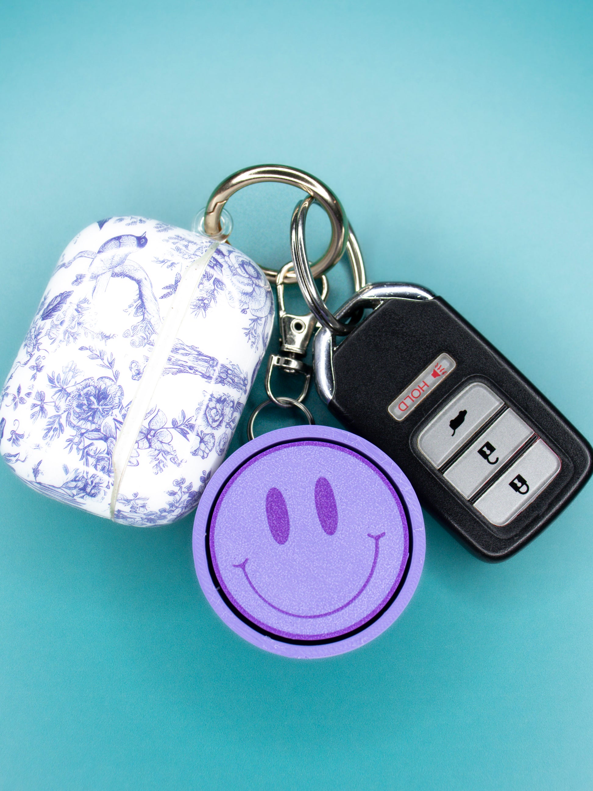 Print Pop Cute Smiley Keychains Purple